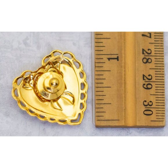 Vintage Love Heart Victorian Gold Tone  Elegant Valentines Day Pin - CS1 - Picture 2 of 2